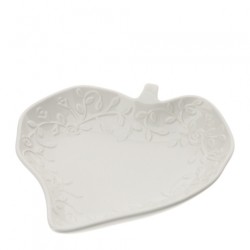 Bomboniera Hervit Piatto Foglia in Porcellana Bianca con Decori Floreali