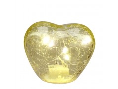 Bomboniera Hervit Lampada Led a Cuore in Vetro Giallo Effetto Craquelé