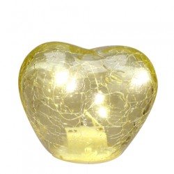 Bomboniera Hervit Lampada Led a Cuore in Vetro Giallo Effetto Craquelé