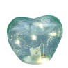 Bomboniera Hervit Lampada Led a Cuore in Vetro Verde Acqua Effetto Craquelé