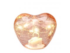 Bomboniera Hervit Lampada Led a Cuore in Vetro Ambra Effetto Craquelé