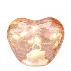 Bomboniera Hervit Lampada Led a Cuore in Vetro Ambra Effetto Craquelé