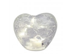 Bomboniera Hervit Lampada Led a Cuore in Vetro Trasparente Effetto Craquelé