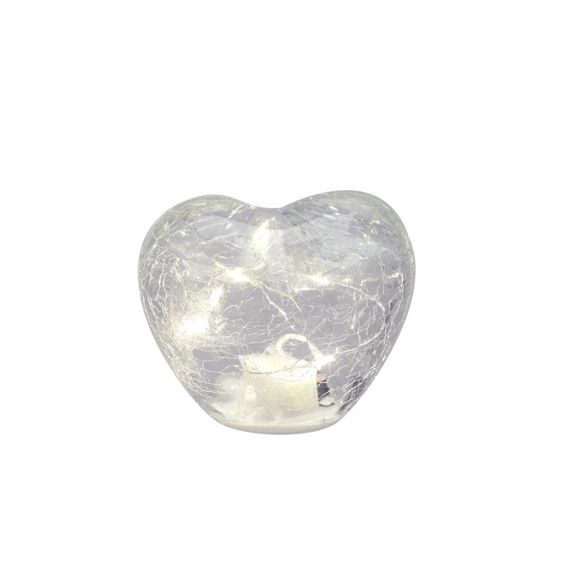 Bomboniera Hervit Lampada Led a Cuore in Vetro Trasparente Effetto Craquelé