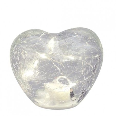 Bomboniera Hervit Lampada Led a Cuore in Vetro Trasparente Effetto Craquelé