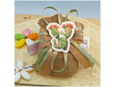 Bomboniera Matrimonio Tema Sicilia Sacchetto Juta con calamita Fico d'India