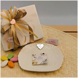 Bomboniera Matrimonio Hervit Piattino Svuotatasche in Porcellana Lavorata con Cuore Personalizzato