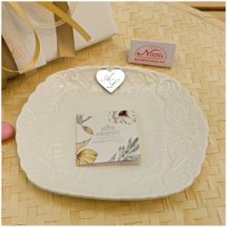 Bomboniera Matrimonio Hervit Piattino Svuotatasche in Porcellana Lavorata con Cuore Personalizzato