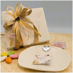 Bomboniera Matrimonio Hervit Piattino Svuotatasche in Porcellana Lavorata con Cuore Personalizzato