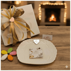 Bomboniera Matrimonio Hervit Piattino Svuotatasche in Porcellana Lavorata con Cuore Personalizzato