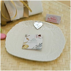 Bomboniera Matrimonio Hervit Piattino Svuotatasche in Porcellana Lavorata con Cuore Personalizzato