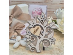 Bomboniera Albero della Vita in Marmo di Carrara e Pietra con Cuore in Legno Personalizzato