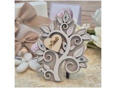 Bomboniera Albero della Vita in Marmo di Carrara e Pietra con Cuore in Legno Personalizzato