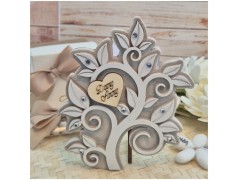 Bomboniera Albero della Vita grande in Marmo di Carrara e Pietra con Cuore in Legno Personalizzato