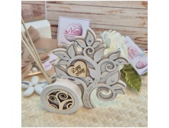 Bomboniera Albero della Vita profumatore in Marmo di Carrara e Pietra con Cuore in Legno Personalizzato
