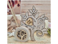 Bomboniera Albero della Vita profumatore in Marmo di Carrara e Pietra con Cuore in Legno Personalizzato