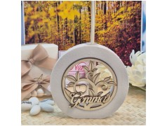 Bomboniera Profumatore Tondo in Pietra e Legno "Albero della Vita" con Nome Personalizzato