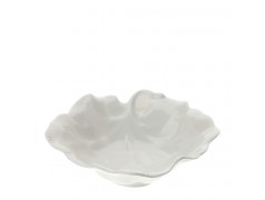 Bomboniera Hervit Ciotola a Foglia in Porcellana Bianca con Bordo Ondulato