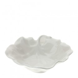 Bomboniera Hervit Ciotola a Foglia in Porcellana Bianca con Bordo Ondulato