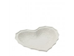 Bomboniera Hervit Ciotola a Cuore in Porcellana Bianca con Bordo Ondulato e Rose