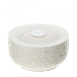 Bomboniera Hervit Ciotola Rotonda in Porcellana Bianca con Coperchio Ermetico