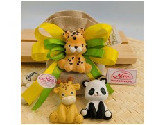 Sacchetto Bomboniera in Juta Safari Color con Magnete Animali della Giungla (Assortiti)