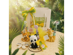 Bomboniera Utile Portapenne Safari School con Animaletti, Penna Mappamondo e Nome Personalizzato