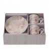 Bomboniera Hervit Set 2 Tazzine Caffè con Piattini in Porcellana e Fiori Rosa