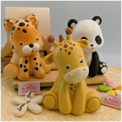 Bomboniera Battesimo Utile Maxi Safari - Salvadanaio Animali della Giungla (Panda, Giraffa, Leopardo)