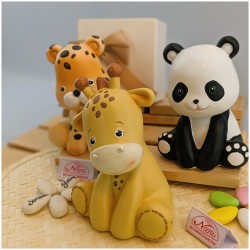 Bomboniera Battesimo Utile Maxi Safari - Salvadanaio Animali della Giungla (Panda, Giraffa, Leopardo)
