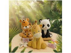 Bomboniera Battesimo Utile Maxi Safari - Salvadanaio Animali della Giungla (Panda, Giraffa, Leopardo)