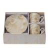 Bomboniera Hervit Set 2 Tazzine Caffè con Piattini in Porcellana e Fiori Beige