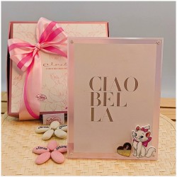 Bomboniera Battesimo Bimba Portafoto Minou Aristogatti in Plexiglass con Nome Personalizzato