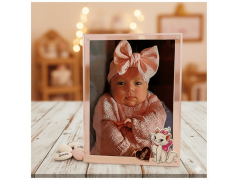 Bomboniera Battesimo Bimba Portafoto Minou Aristogatti in Plexiglass con Nome Personalizzato