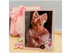 Bomboniera Battesimo Bimba Portafoto Minou Aristogatti in Plexiglass con Nome Personalizzato