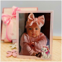 Bomboniera Battesimo Bimba Portafoto Minou Aristogatti in Plexiglass con Nome Personalizzato