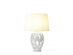 Bomboniera Hervit Lampada in Porcellana Bianca Traforata Stile Barocco con Paralume