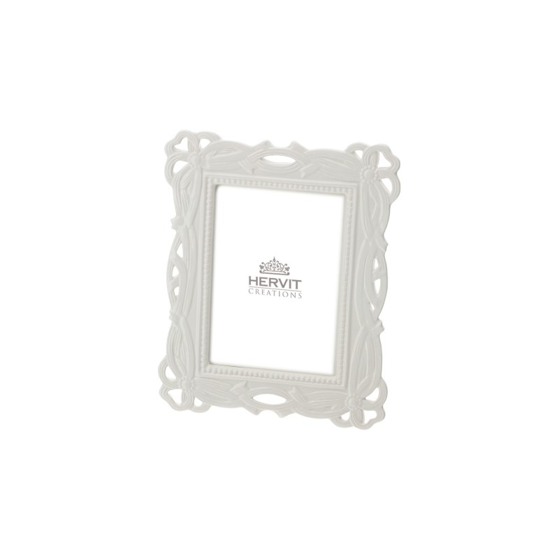 Bomboniera Hervit Cornice Portafoto Rettangolare in Porcellana Bianca Traforata