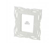 Bomboniera Hervit Cornice Portafoto Quadrata in Porcellana Bianca Traforata