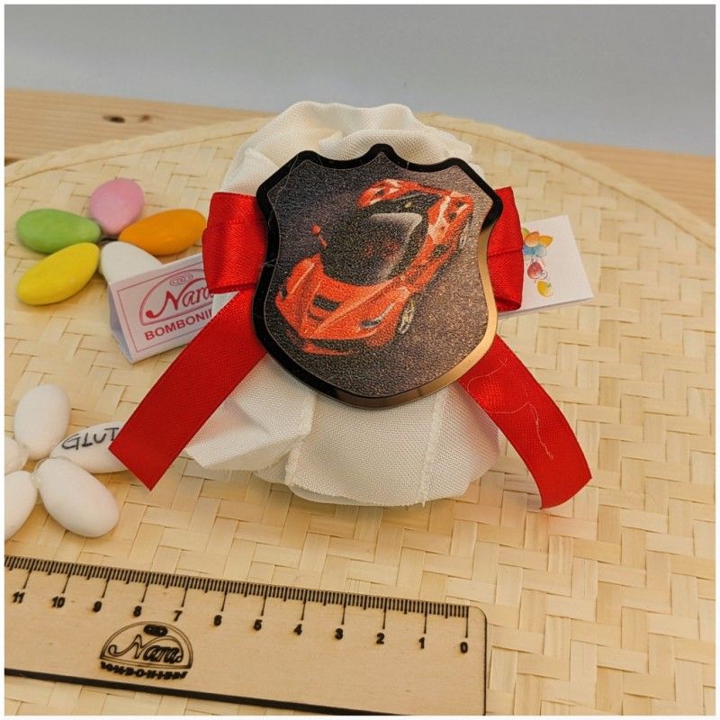 Sacchetto Bomboniera Comunione e Cresima Passione Motori con Magnete Supercar Rossa