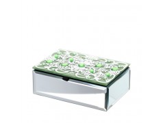 Bomboniera Hervit Scatola Rettangolare in Vetro Specchiato con Cristalli Verdi