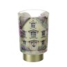 Bomboniera Hervit lampada in Vetro con Decoro Casetta Gialla e Base Oro