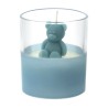 Bomboniera Hervit Candela in Vetro con Base Celeste e Orsetto Teddy