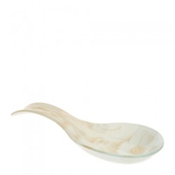 Bomboniera Hervit Poggia Mestolo in Vetro con Decori Floreali Beige