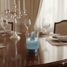 Bomboniera Hervit Candela in Vetro con Base Celeste e Orsetto Teddy -Nara Bomboniere