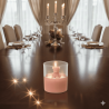 Bomboniera Hervit Candela in Vetro con Base Rosa e Orsetto Teddy -Nara Bomboniere