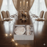 Bomboniera Hervit Set 2 Tazzine Caffè con Piattini in Porcellana e Fiori Beige-Nara Bomboniere