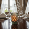 Bomboniera Hervit Porta lampada in Vetro con Decoro Casetta Fiorita e Base Verde -Nara Bomboniere