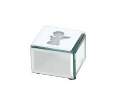 Bomboniera Hervit Scatola Porta Gioie in Vetro Specchiato Angioletto  e Cristalli