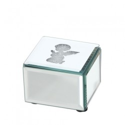 Bomboniera Hervit Scatola Porta Gioie in Vetro Specchiato Angioletto  e Cristalli